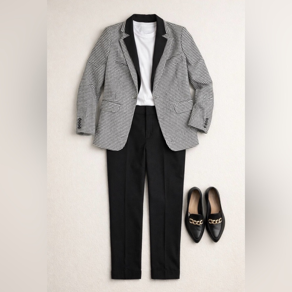 4th & Reckless Jorden Houndstooth Blazer Black & White - NWT